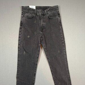 Vintage Fit High Waist H&M Denim Silver Studded Button Fly Jeans Size 28 NWT 80s